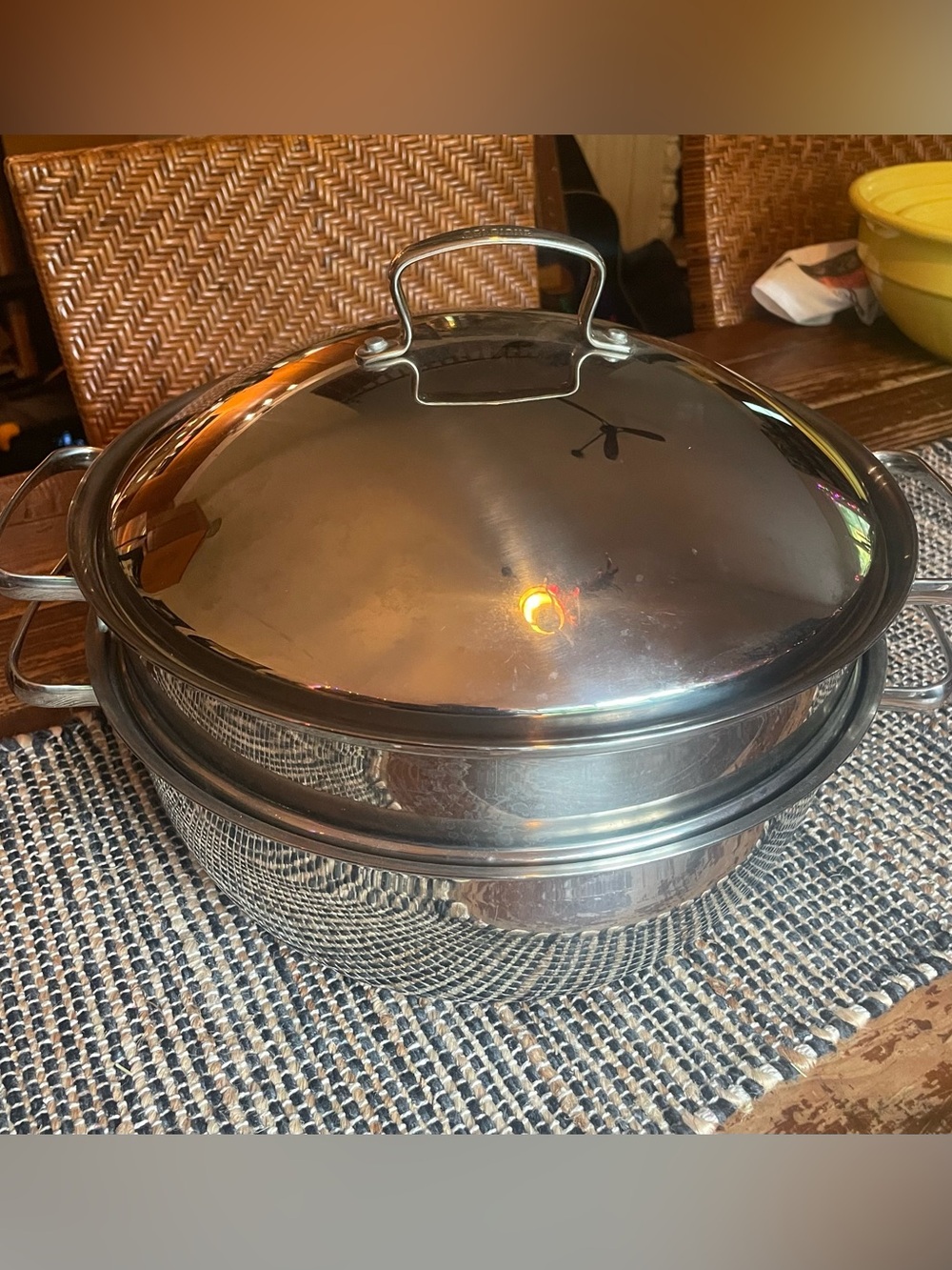 Belgique 8 quart copper bottom pot with steamer basket strainer and lid